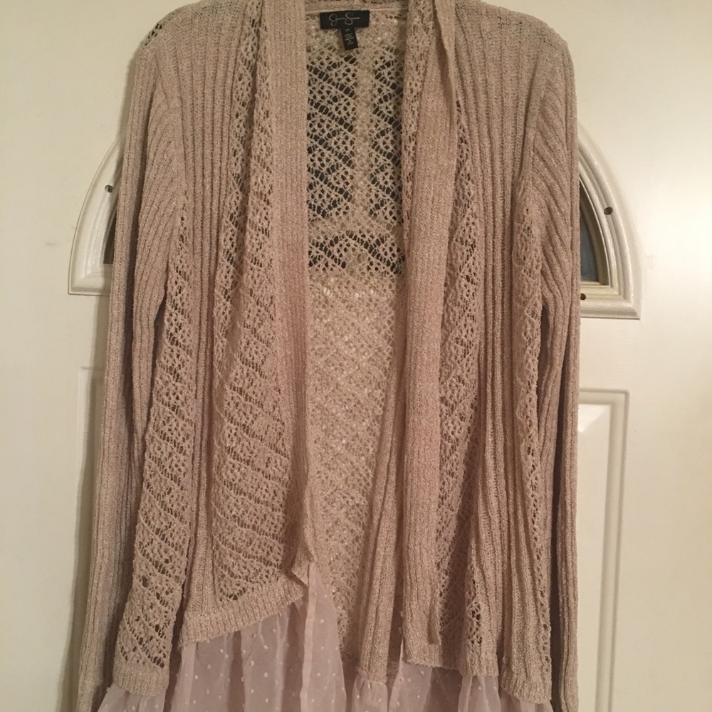 Jessica Simpson Cardigan with Swiss Dot Trim